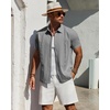 image:imageMens Cuban Guayabera Short Sleeve Button Down Shirt Casual Beach SummerGrey