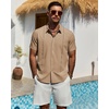 image:imageMens Cuban Guayabera Short Sleeve Button Down Shirt Casual Beach SummerKahki