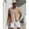 image:imageMens Cuban Guayabera Short Sleeve Button Down Shirt Casual Beach SummerKahki
