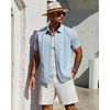 image:imageMens Cuban Guayabera Short Sleeve Button Down Shirt Casual Beach SummerLight Blue