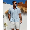 image:imageMens Cuban Guayabera Short Sleeve Button Down Shirt Casual Beach SummerLight Blue