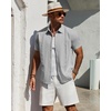 image:imageMens Cuban Guayabera Short Sleeve Button Down Shirt Casual Beach SummerLight Grey