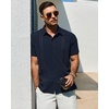 image:imageMens Cuban Guayabera Short Sleeve Button Down Shirt Casual Beach SummerNavy Blue