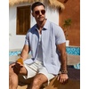 image:imageMens Cuban Guayabera Short Sleeve Button Down Shirt Casual Beach SummerSky Blue