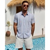 image:imageMens Cuban Guayabera Short Sleeve Button Down Shirt Casual Beach SummerSky Blue