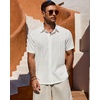 image:imageMens Cuban Guayabera Short Sleeve Button Down Shirt Casual Beach SummerWhite