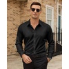 image:imageMens Dress Shirts Odor Resistant Long Sleeve Button Down Shirt StretchyBlack