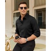 image:imageMens Dress Shirts Odor Resistant Long Sleeve Button Down Shirt StretchyBlack