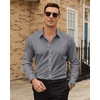 image:imageMens Dress Shirts Odor Resistant Long Sleeve Button Down Shirt StretchyGrey