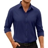 image:imageMens Dress Shirts Odor Resistant Long Sleeve Button Down Shirt StretchyNavy Blue