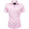 image:imageMens Short Sleeve Dress Shirt Wrinkle Free Summer Button Down ShirtsLight Pink