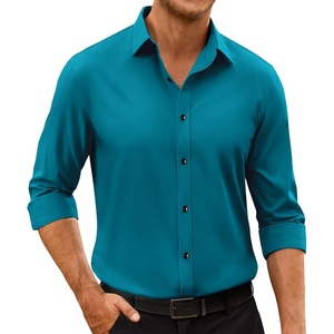 image:imageMens Dress Shirts Odor Resistant Long Sleeve Button Down Shirt StretchyTeal