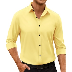 image:imageMens Dress Shirts Odor Resistant Long Sleeve Button Down Shirt StretchyYellow