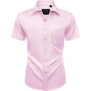image:imageMens Short Sleeve Dress Shirt Wrinkle Free Summer Button Down ShirtsLight Pink