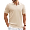 image:imageAlimens amp Gentle Mens Knitted Polo Shirts V Neck Collared Shirts for GolfKhaki