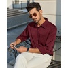 image:imageAlimens amp Gentle Burgundy Mens Dress Shirt Wrinkle Free Button Up Long Sleeve Shirt Pocket Solid Shopping Untucked Shirts