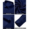 image:imageAlimens amp Gentle Navy Blue Mens Dress Shirts 4Way Stretch Long Sleeve Collared Shirt Pocket Office Work Button Down Shirt