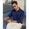 image:imageAlimens amp Gentle Navy Blue Mens Dress Shirts 4Way Stretch Long Sleeve Collared Shirt Pocket Office Work Button Down Shirt