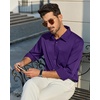 image:imageAlimens amp Gentle Purple Long Sleeve Dress Shirts for Men Sun Protection Button Down Shirt Solid Office Business Casual Shirts