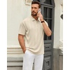 image:imageMens Polo Shirts Short Sleeve Knit Stretch Lightweight Casual Summer ShirtCream
