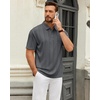 image:imageMens Polo Shirts Short Sleeve Knit Stretch Lightweight Casual Summer ShirtGrey