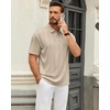 image:imageMens Polo Shirts Short Sleeve Knit Stretch Lightweight Casual Summer ShirtTan