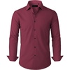 image:imageAlimens amp Gentle Mens Dress Shirts Stretch Long Sleeve Formal Business Wedding Button Down Shirt Wrinkle FreeWine Red