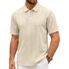 image:imageMens Polo Shirts Short Sleeve Knit Stretch Lightweight Casual Summer ShirtCream