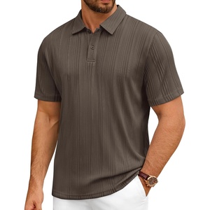 image:imageMens Polo Shirts Short Sleeve Knit Stretch Lightweight Casual Summer ShirtBrown